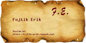 Fojtik Erik névjegykártya